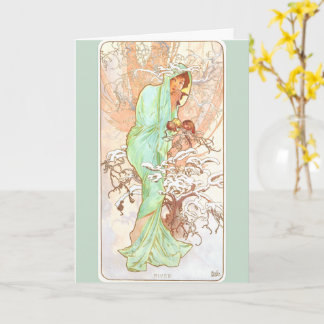 Alphonse Mucha Winter Vintage Art Nouveau Painting Card