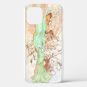 Alphonse Mucha Winter Vintage Art Nouveau Painting iPhone 12 Case