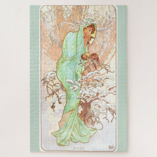 Alphonse Mucha Winter Vintage Art Nouveau Painting Jigsaw Puzzle