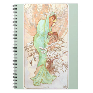Alphonse Mucha Winter Vintage Art Nouveau Painting Notebook