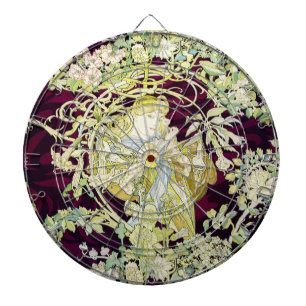 Alphonse Mucha Woman with Daisy Art Nouveau Art Dartboard