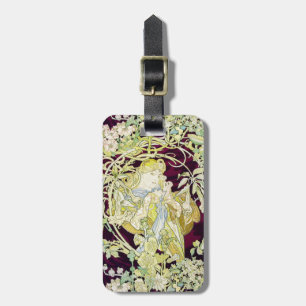 Alphonse Mucha Woman with Daisy Art Nouveau Art Luggage Tag