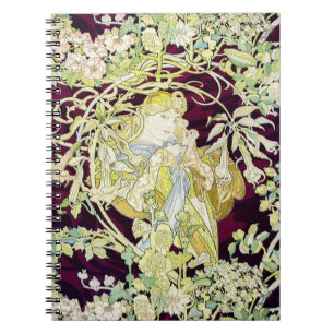 Alphonse Mucha Woman with Daisy Art Nouveau Art Notebook