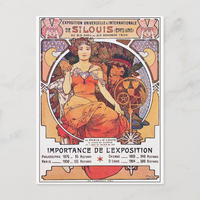 Alphonse Mucha -  World's Fair 1904  St. Louis Postcard (Front)