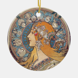 Alphonse Mucha , “Zodiac” Ceramic Tree Decoration