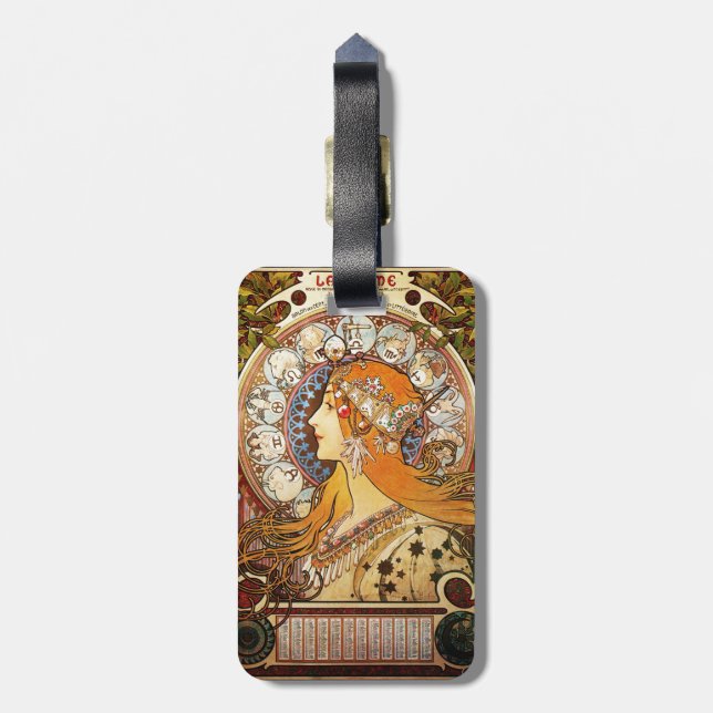Alphonse Mucha Zodiac Luggage Tag (Back Vertical)