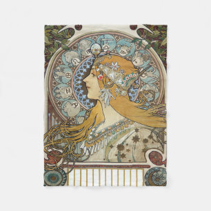 Alphonse Mucha Zodiac Restored Fleece Blanket