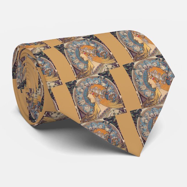 Alphonse Mucha , “Zodiac” Tie (Rolled)