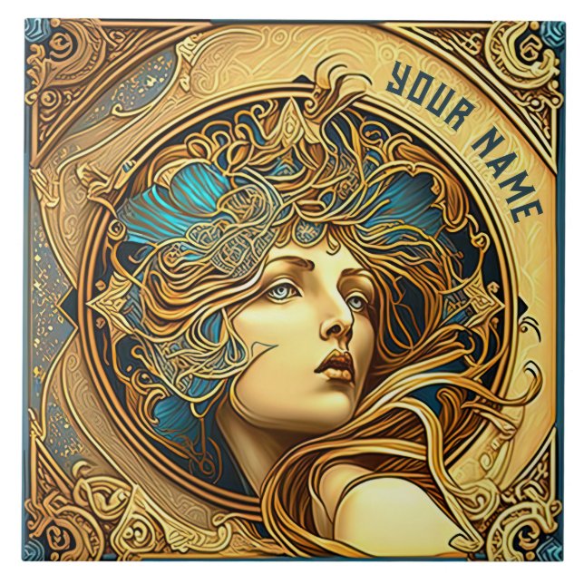 Alphonse Mucha Zodiac Wall Decor Art Nouveau Ceram Tile (Front)