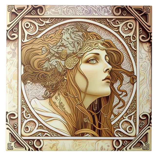 Alphonse Mucha Zodiac Wall Decor Art Nouveau Ceram Tile (Front)