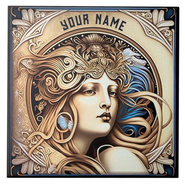 Alphonse Mucha Zodiac Wall Decor Art Nouveau Tile (Front)
