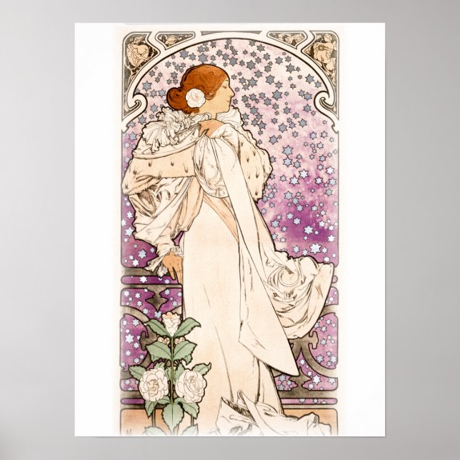 Alphonse Mucha | Zodiaque | La dame, aux camelias Poster (Front)