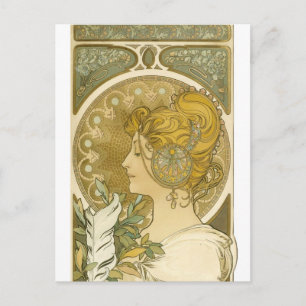 Alphonse Mucha's La Plume Postcard