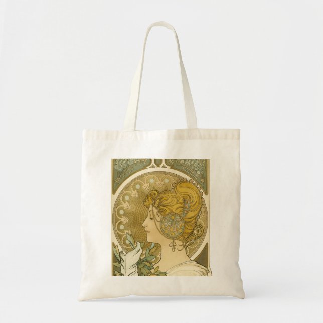 Alphonse Mucha's La Plume Tote Bag (Front)