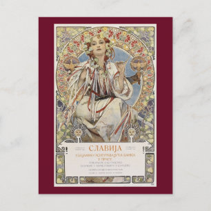 Alphonse Mucha's Slavia 1907 Vintage Postcard
