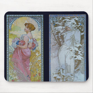 Alphonse Mucha's "Summer and Winter" Mouse Mat
