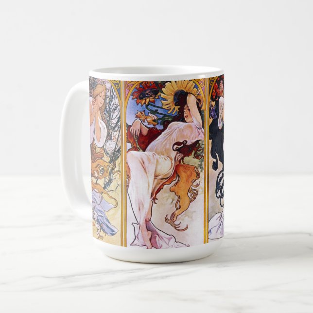 Alphonso Mucha Illustrations on a Coffee Mug (Front Left)