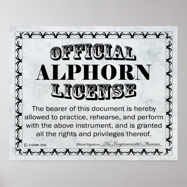Alphorn License Poster (Front)