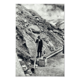 Alphorn Monochrome Vintage Alpine Horn Music Photo Print