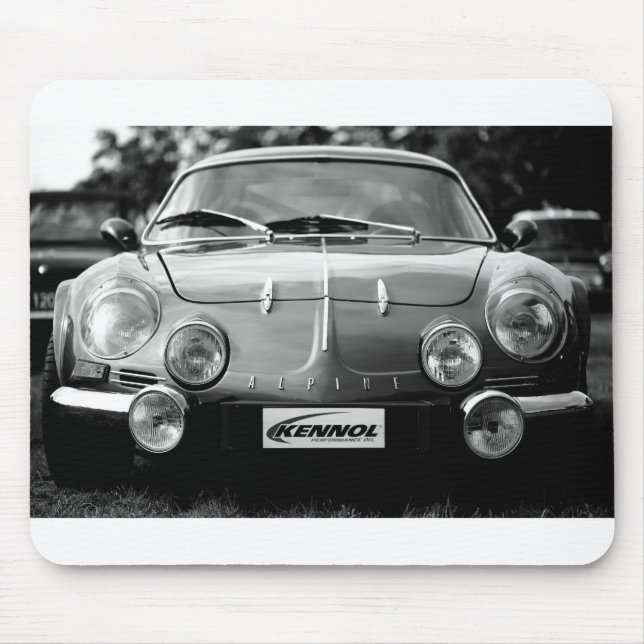 Alpine A110 in black and white Mouse Mat (Front)