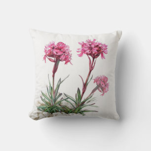 Alpine catchfly watercolor art throw pillow