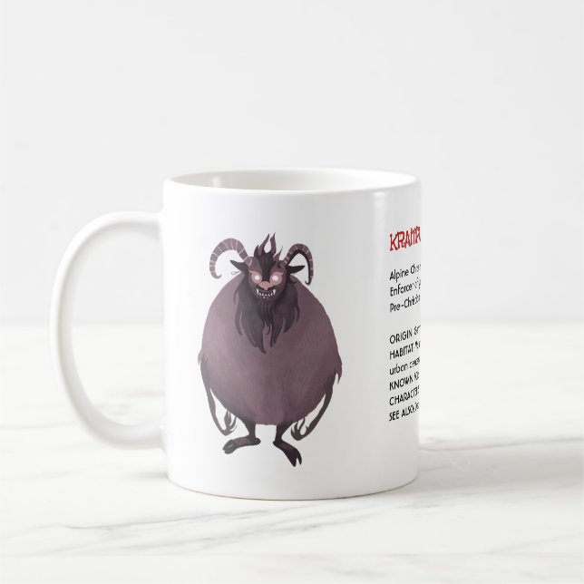Alpine Christmas Demon Krampus Dictionary Art Coffee Mug (Left)