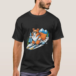 Alpine Corgi On Skis Cool Sungles Winter Scene T-Shirt