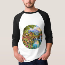 Alpine Cottage Garden Mountain Lake Sunrise