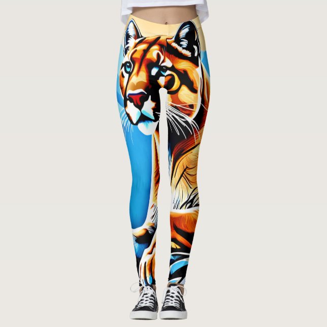 Alpine Cougar View Design Leggings (Front)
