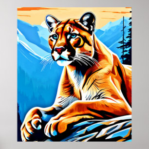 Alpine Cougar View Design Poster