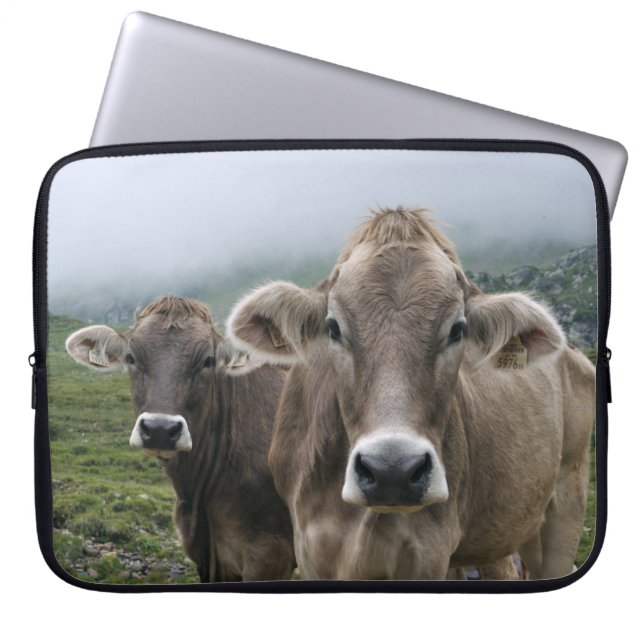 Alpine cow laptop sleeve (Front)