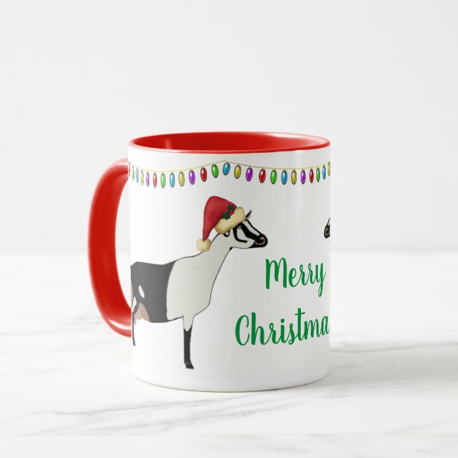 Alpine Dairy Goat Christmas Mug (Front Left)