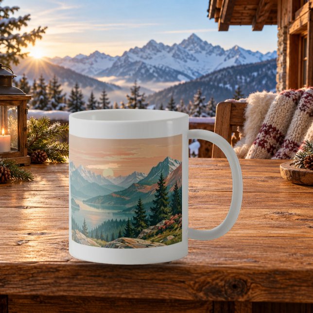 Alpine Dawn Mountain Landscape Mug (Alpine Dawn Mountain Landscape Mug — refined lighting and contact shadows. Digital lifestyle preview.)