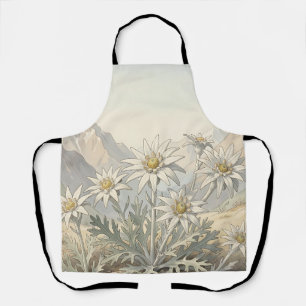 Alpine Edelweiss Flowers Mountain Landscape Apron