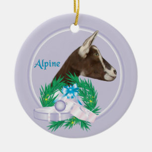 Alpine Goat Wreath Holiday Ornament