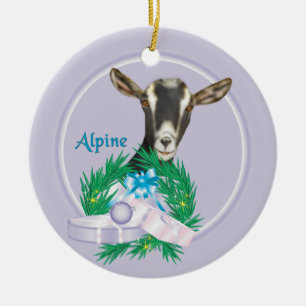Alpine Goat Wreath Holiday Ornament