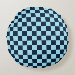 Alpine ice chequerboard pattern round cushion