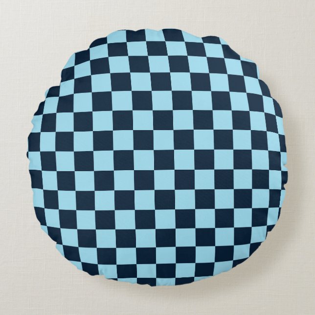 Alpine ice chequerboard pattern round cushion (Front)