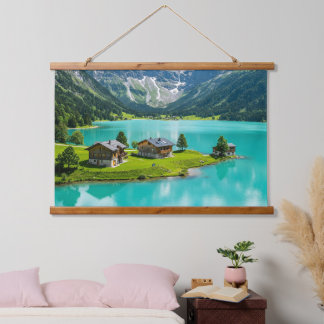 Alpine Lake Mountain Landscape Hanging Tapestry