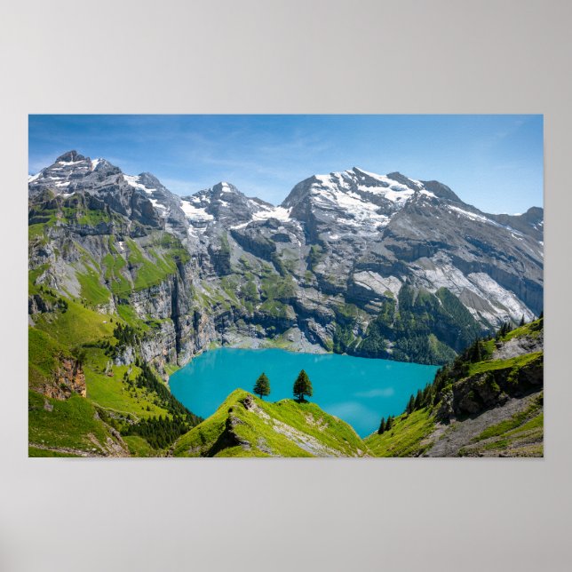 Alpine lake Oeschinensee in Switzerland Poster (Front)