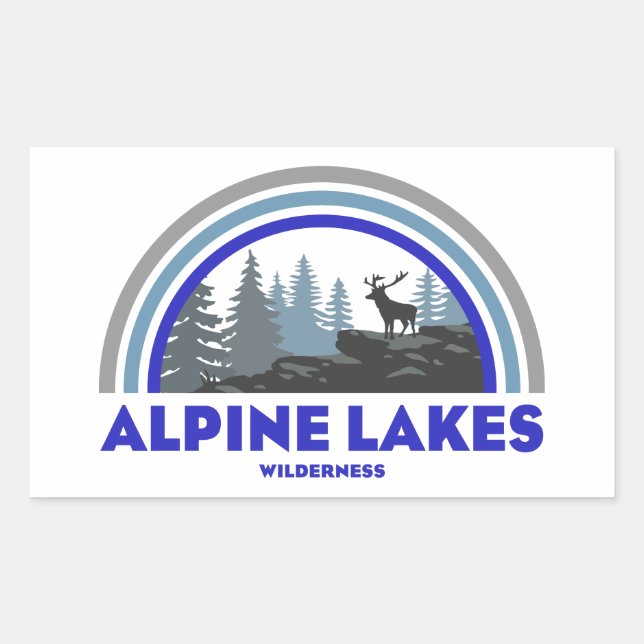 Alpine Lakes Wilderness Washington Rainbow Deer Rectangular Sticker (Front)