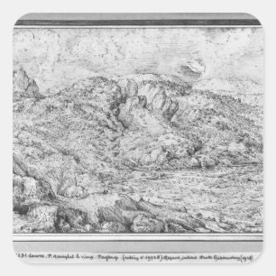 Alpine landscape, 1553 square sticker