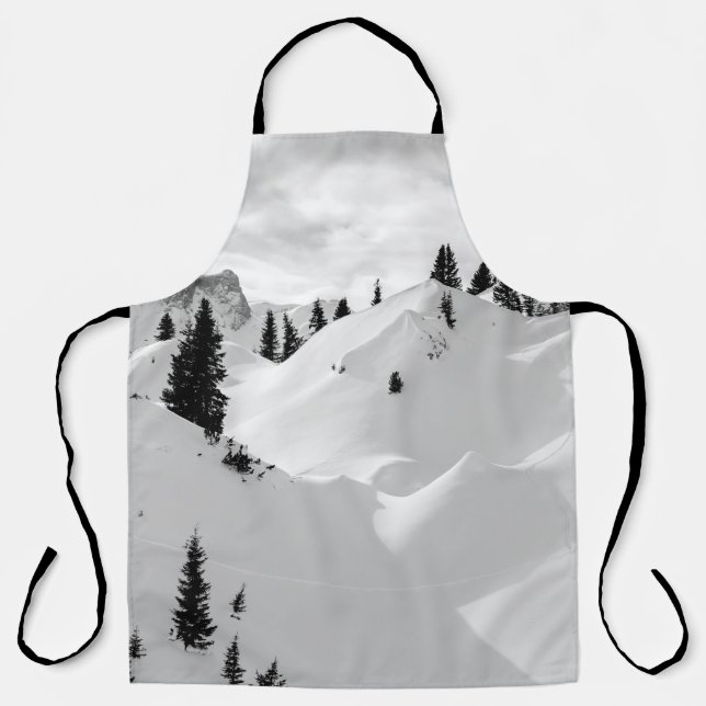 Alpine Landscape: Snowy Fir Trees Mountains Apron (Front)