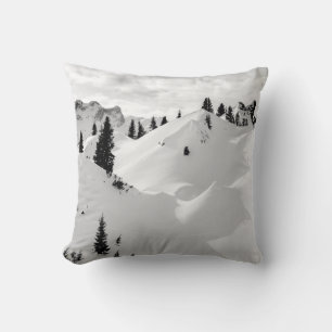 Alpine Landscape: Snowy Fir Trees Mountains Cushion