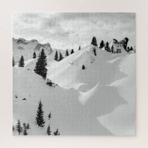 Alpine Landscape: Snowy Fir Trees Mountains Jigsaw Puzzle