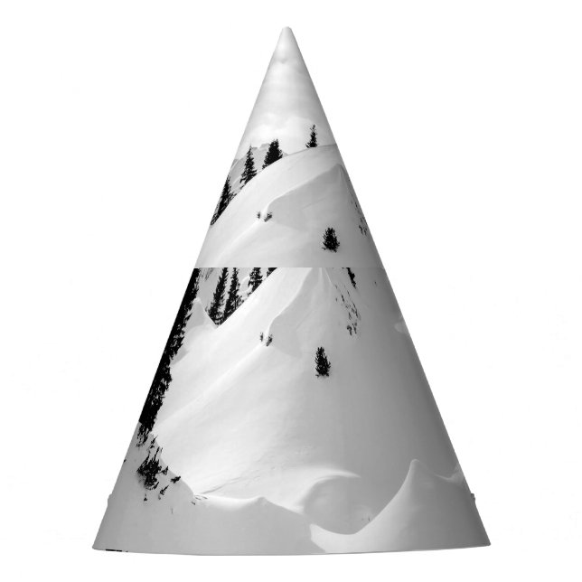 Alpine Landscape: Snowy Fir Trees Mountains Party Hat (Front)