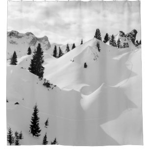 Alpine Landscape: Snowy Fir Trees Mountains Shower Curtain