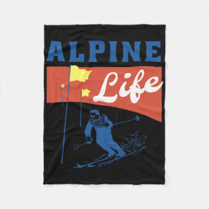 Alpine Life – Retro Skiing Graphic For Winter Spor Fleece Blanket