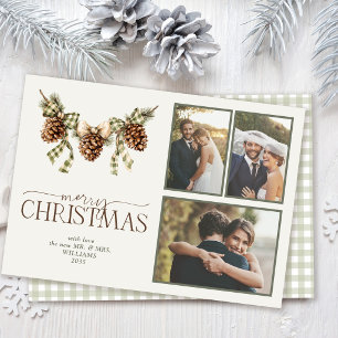 Alpine Light Sage Green Newlywed Christmas Holiday Card
