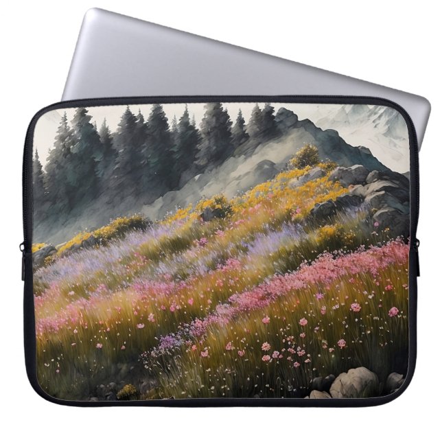 Alpine Meadow Art Work Laptop Sleeve (Front)